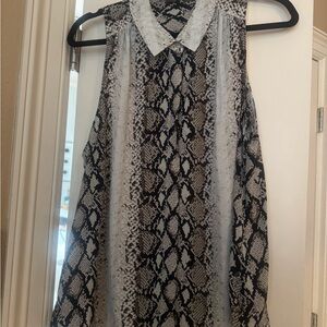 Joie Silk Feeling Snakeskin Beige and Black Patterned Top